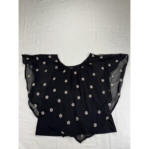 Cocomo Top Womens XL Black Dots Flowey Blouse Boho